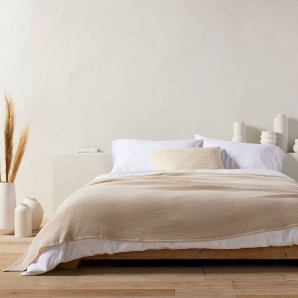 Casaluna - Full/Queen Micro Waffle Bed Blanket Natural - Casa Natural - Picture 2 of 4